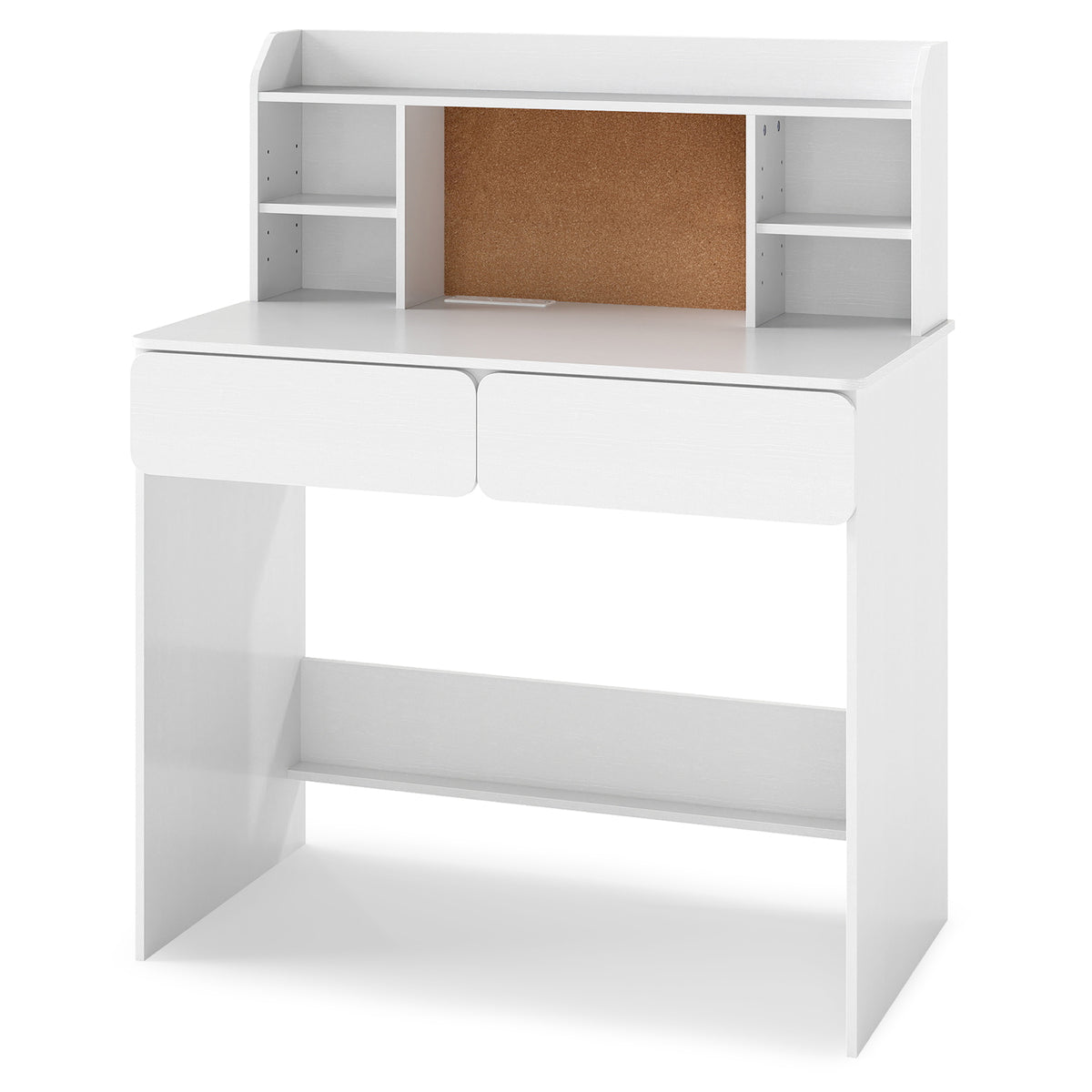 Kids Study Desk Student Writing Table with Cork Bulletin Board-off white