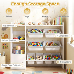 Kids Toy Storage Organizer with 8 Removable Bins and Cabinet for Toddler-White