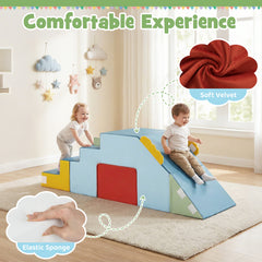Kids Climbing Toys Toddler Climber with Slide and Stairs Soft Foam Blocks-Colourful