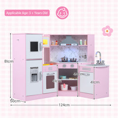 Kids Corner Kitchen Playset with Separated Washing Basin-Pink