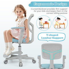 Kids Desk Chair Children Study Chair with Adjustable Height Armrest and Footrest-Blue
