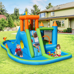 Kids Inflatable Slide Bounce House with Long Slide with Air Blower
