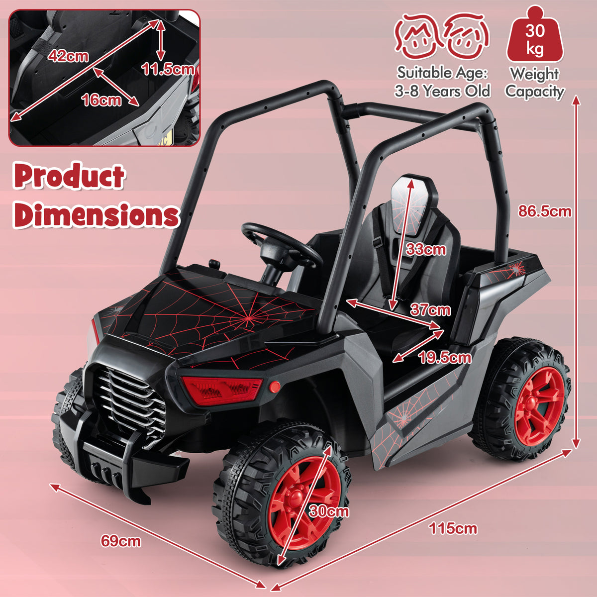 24V Kids Ride-on Car with 3 Adjustable Speeds-Black