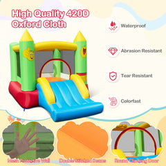 Kids Smiley Face Theme Inflatable Bounce House with Slide and Basketball Hoop (without Blower)