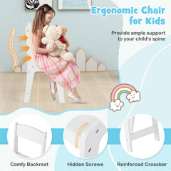 Kids Vanity Table and Chair Set with 3 Removable Mirrors and 4 Storage Bins for Children-White