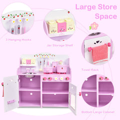 Kids Wooden Kitchen Playset with Oven and 13-Pieces Cookware