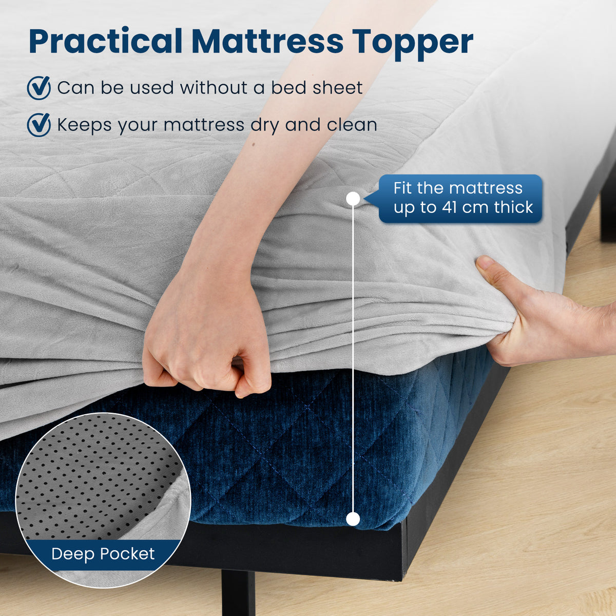 Twin/Queen/King Size Luxury Super Soft Velvet Mattress Protector-King Size