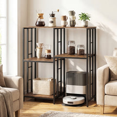 Kitchen Baker's Rack Industrial Coffee Bar Table with Shelves-Rustic Brown