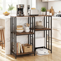 Kitchen Baker's Rack Industrial Coffee Bar Table with Shelves-Rustic Brown