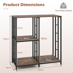 Kitchen Baker's Rack Mini Fridge Stand Table with 4 Shelves-Rustic Brown