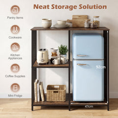 Kitchen Baker's Rack Mini Fridge Stand Table with 4 Shelves-Rustic Brown
