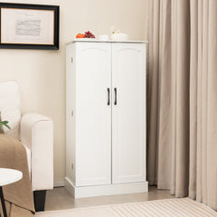 120cm Kitchen Pantry Cabinet with Doors and Adjustable Shelves-White