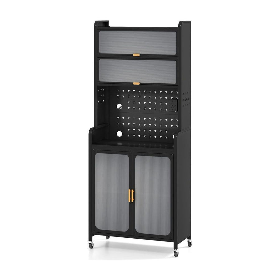 Kitchen Pantry Storage Cabinet with Large Countertop-Black