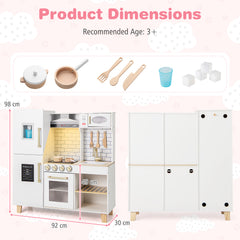 Kitchen Playset for Kids with Realistic Lights and Sounds-White