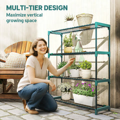 Outsunny 4-Tier Plant Stand Indoor Outdoor, Set of 2 Metal Plant Shelf with Rack Buckles for Easy Assembly, Flower Display Rack