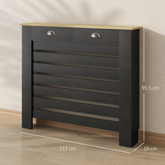 HOMCOM 95.5H x 111Wcm Radiator Cover, with Drawer - Black