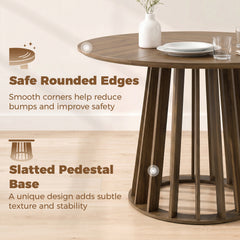HOMCOM Dining Table for 4-6 People Modern Kitchen Table with Slatted Base 120 cm Round Light Walnut