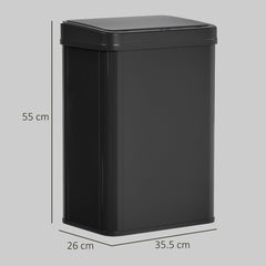 HOMCOM 40L Sensor Bin with Soft-Close Lid, Stainless Steel Automatic Touchless Motion Sensor Kitchen Bin, Black