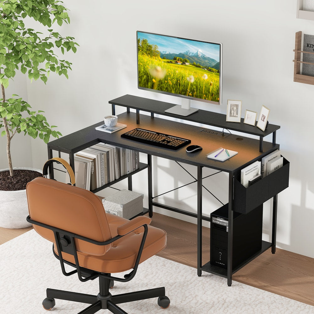 L-Shaped Gaming Desk in Black