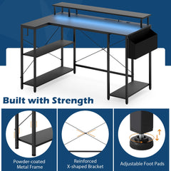 L-Shaped Gaming Desk in Black