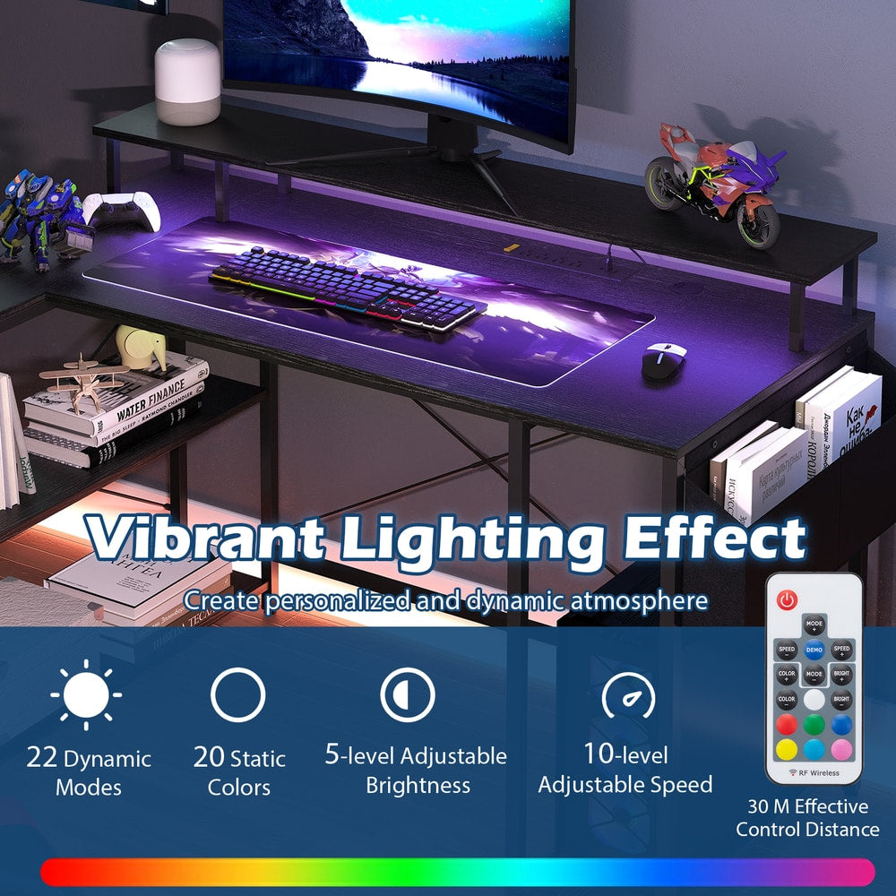 L-Shaped Gaming Desk in Black