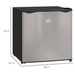 HOMCOM 46 Litre Table Top Mini Fridge, Small Fridge with Ice Box, Reversible Door, Adjustable Temperature and Legs for Bedrooms, Home Office, Silver Tone