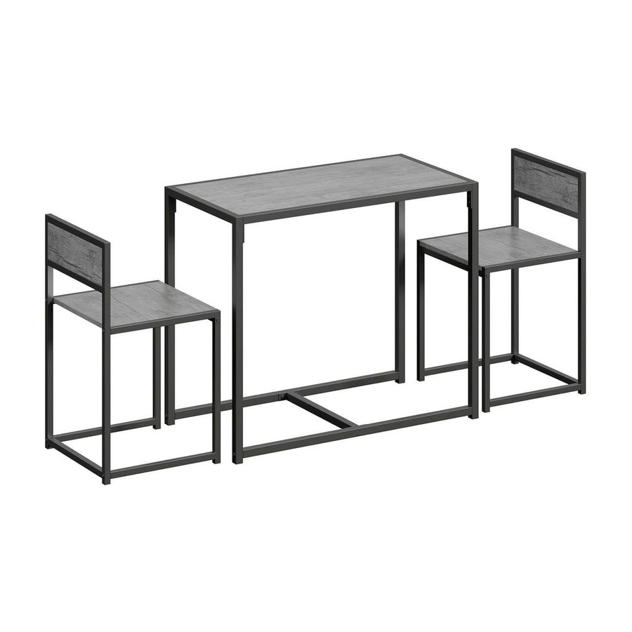 HOMCOM 3 Piece Table Stool Set - Charcoal Grey Wood-Effect