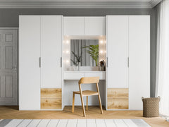 Wardrobe HARVEY 300 White / Natural Grand Oak + Dressing Table