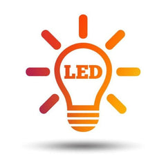 Colorful light bulb icon with 'LED' text on a white background