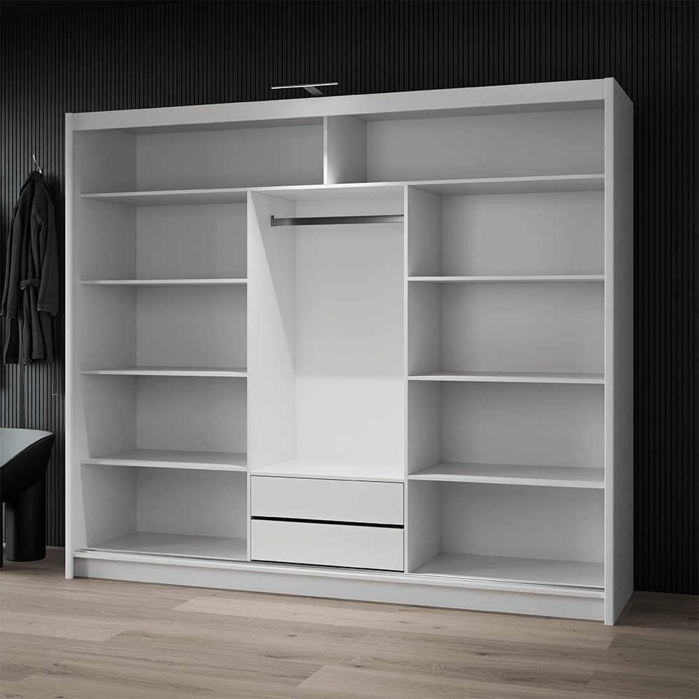 Black / Oak Viking Mirrored Sliding Door Wardrobe 250cm – CHESTER 2
