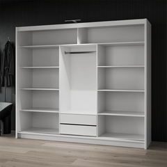 Black / Oak Viking Mirrored Sliding Door Wardrobe 250cm – CHESTER 2