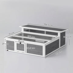 PawHut Wooden Tortoise House, Tortoise Enclosure with Clear Observation Window, Top Opening, Multiple Doors, Galvanised Mesh
