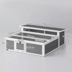 PawHut Wooden Tortoise House, Tortoise Enclosure with Clear Observation Window, Top Opening, Multiple Doors, Galvanised Mesh