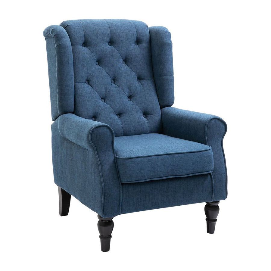 HOMCOM Wingback Accent Chair, Retro Upholstered Button Tufted Occasional Chair for Living Room and Bedroom, Blue