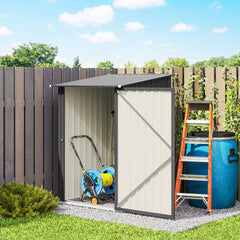 Outsunny 3.3 x 3.4ft Lean To Steel Garden Shed, with Locking Door - Dark Grey