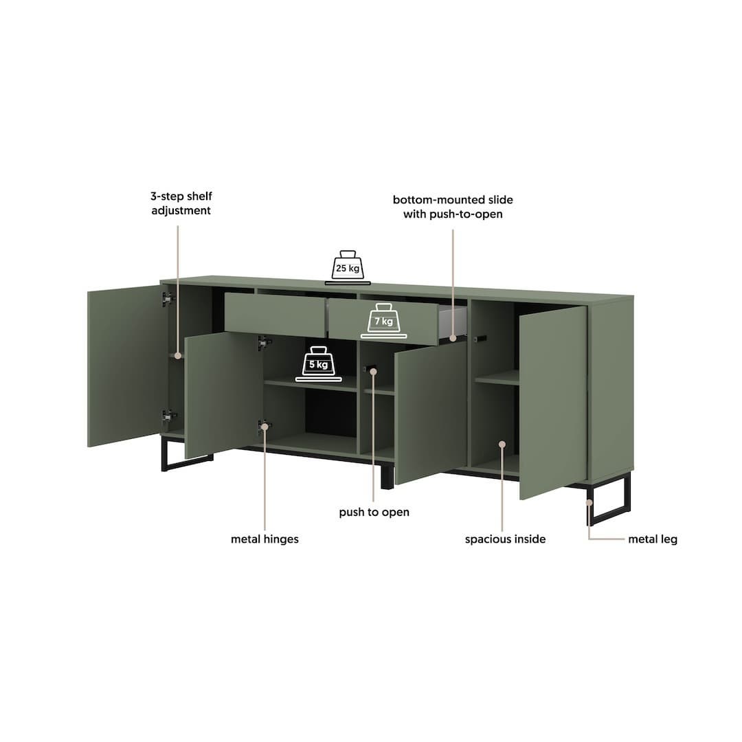 Loft Sideboard Cabinet 209cm, image 28