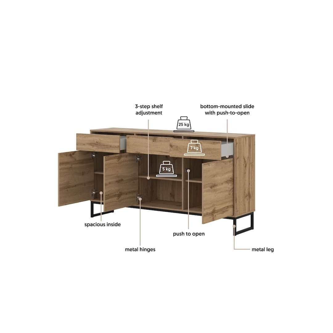 Loft Sideboard Cabinet 157cm, image 18