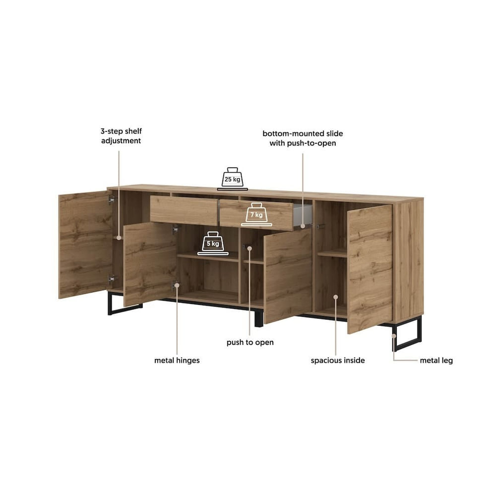 Loft Sideboard Cabinet 209cm, image 18