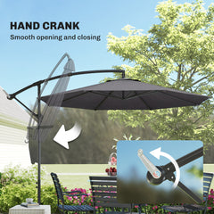 Outsunny 3 m Overhanging Cantilever Parasol, with Cross Base - Grey