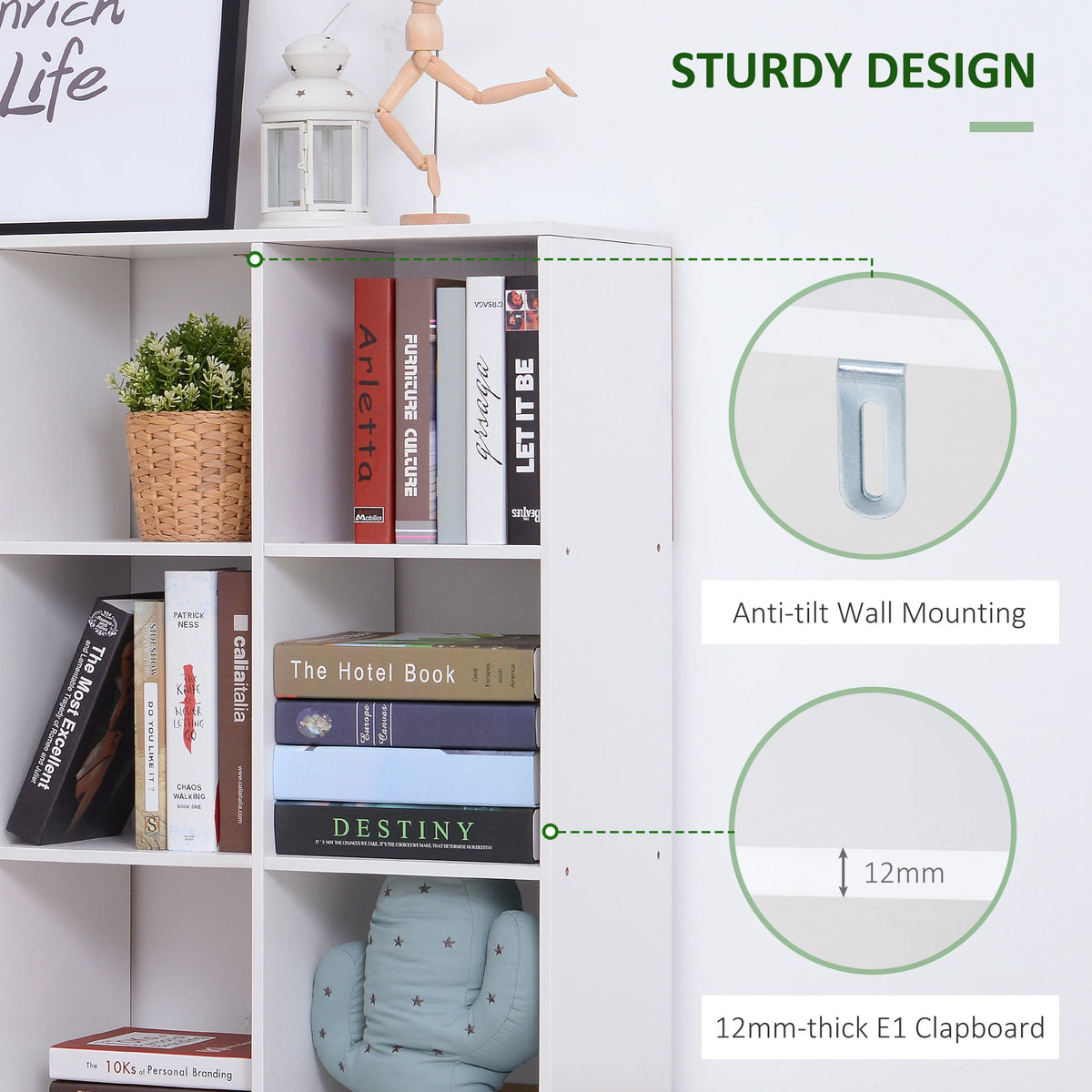 HOMCOM Nine-Cube Storage Shelf - White