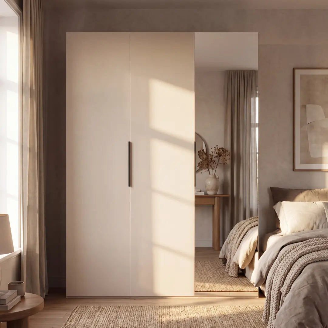 Lumo Hinged Door Wardrobe 150cm in Cashmere, image 2
