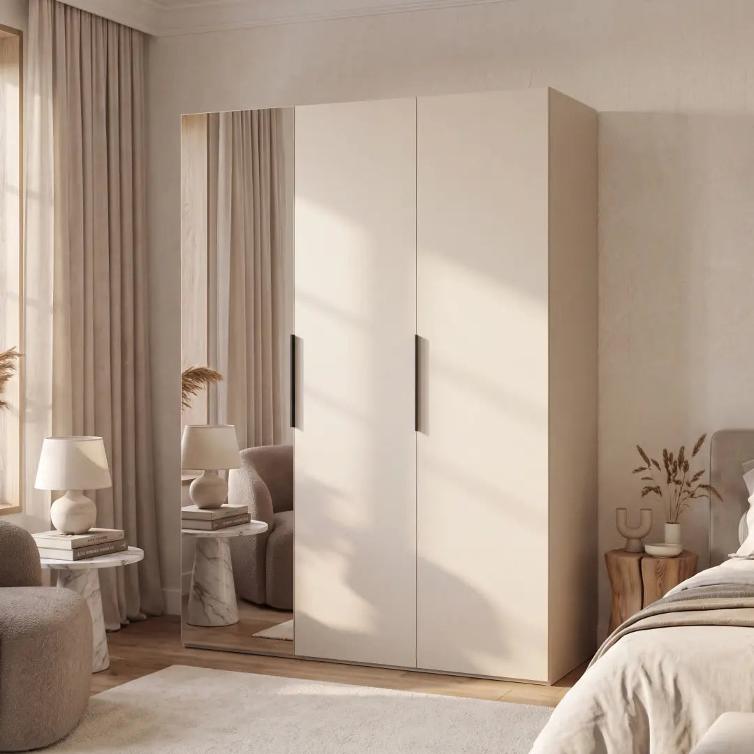 Lumo Hinged Door Wardrobe 150cm in Cashmere, image 6