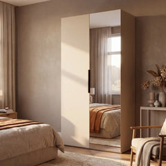 Lumo Hinged Door Wardrobe 100cm in Cashmere, image 2