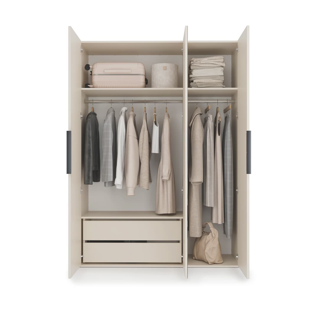 Lumo Hinged Door Wardrobe 150cm in Cashmere, image 13
