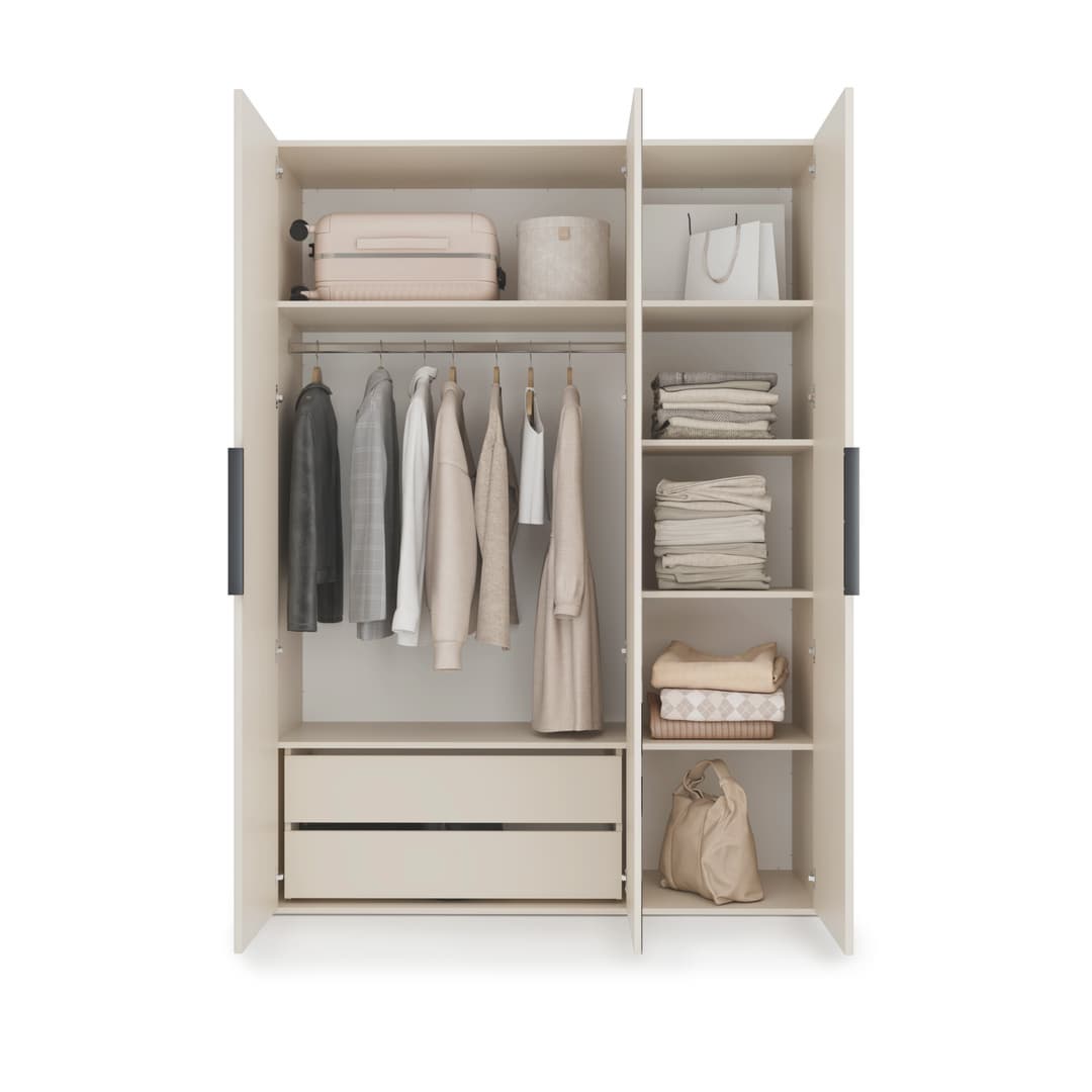 Lumo Hinged Door Wardrobe 150cm in Cashmere, image 14