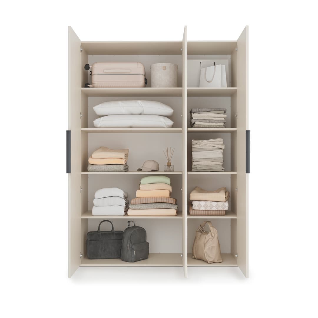Lumo Hinged Door Wardrobe 150cm in Cashmere, image 16