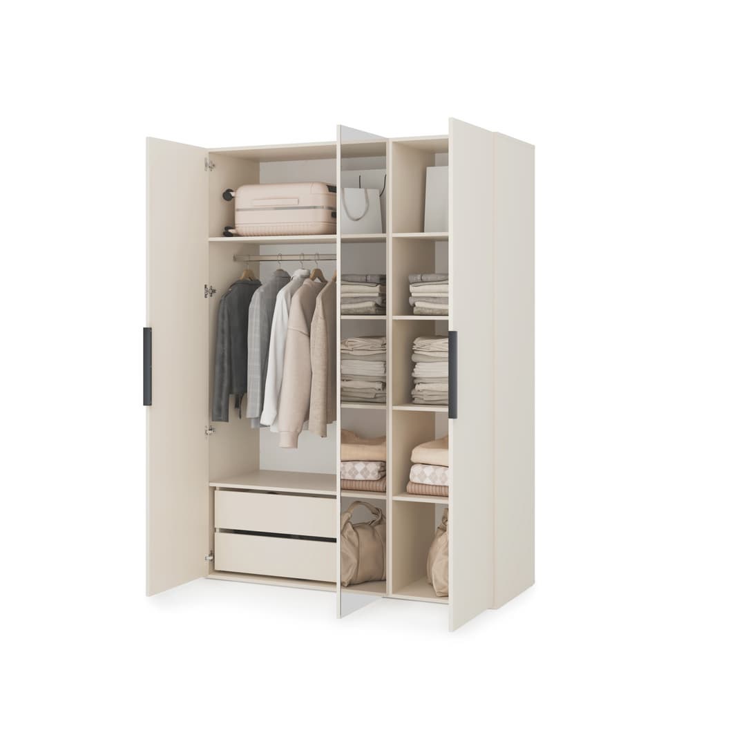 Lumo Hinged Door Wardrobe 150cm in Cashmere, image 18