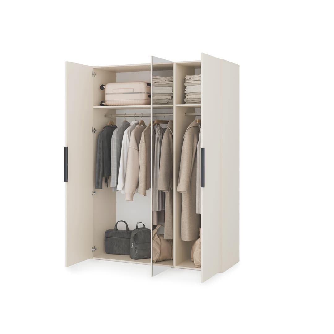 Lumo Hinged Door Wardrobe 150cm in Cashmere, image 22