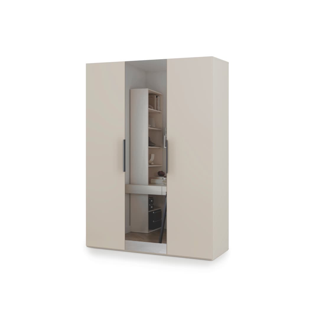 Lumo Hinged Door Wardrobe 150cm in Cashmere, image 3