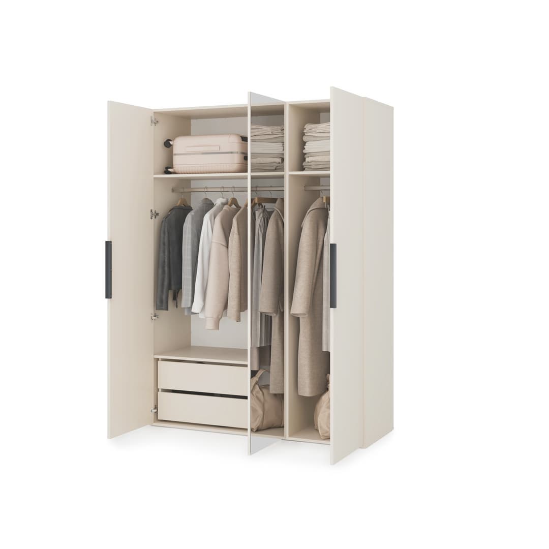 Lumo Hinged Door Wardrobe 150cm in Cashmere, image 23